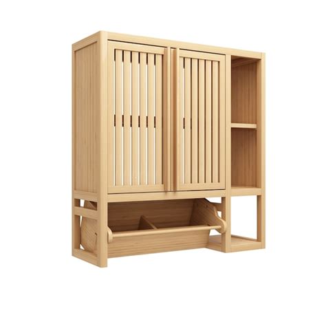 Tatayosi Bathroom cabinet wall mounted Bamboo toilet storage big box in ...