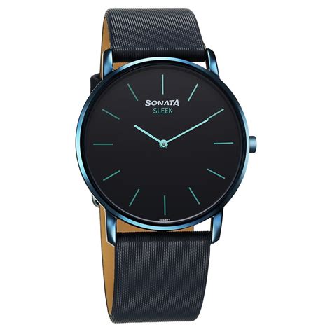 Buy Online Sonata Sleek Quartz Analog Blue Dial Blue Leather Strap ...