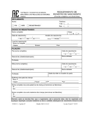 REGISTRO DE NASCIMENTO - Fill and Sign Printable Template Online