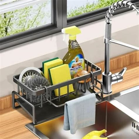 HIYON Metal Sink Organizer & Draining Rack – Durable Kitchen Countertop ...