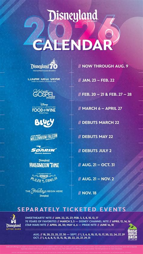 Disneyland Resort Releases 2026 Calendar of Events Including 70th ...
