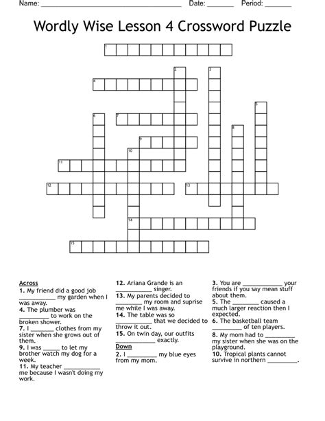 Wordly Wise Lesson 4 Crossword Puzzle - WordMint
