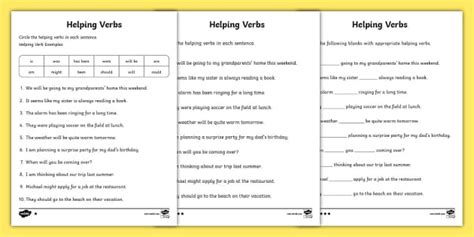 Helping Verbs Differentiated Worksheet | Twinkl USA - Twinkl