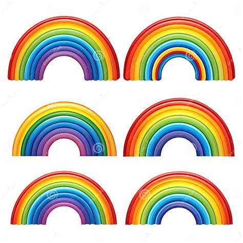 Set of Different Shapes of Rainbows on White Stock Illustration ...
