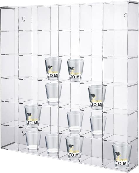 Amazon.com: Kigley Acrylic Shot Glass Display Case 36 Slots Wall Mount ...