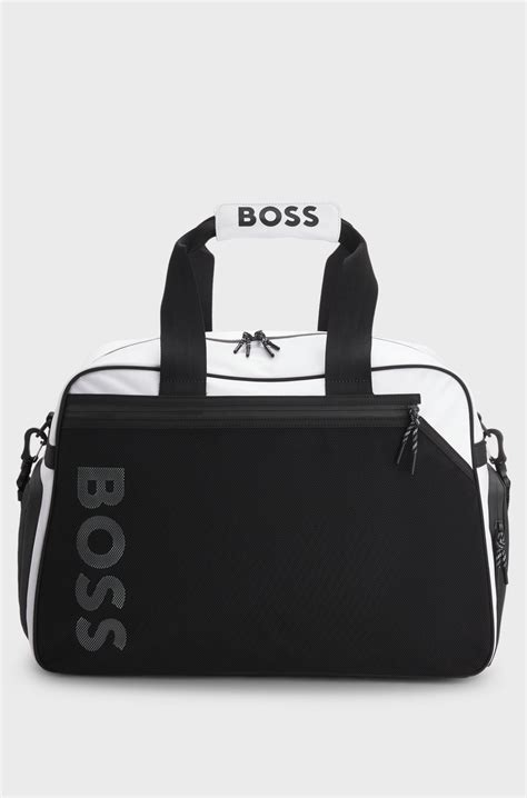 BOSS - Colour-blocked holdall with reflective logo - White