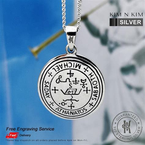 Sterling Silver Archangel Michael Sigil Pendant Necklace: Protection ...