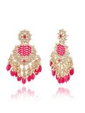 Buy Striking Pink Chandbali Kundan Pearl Earrings Online - Ishhaara