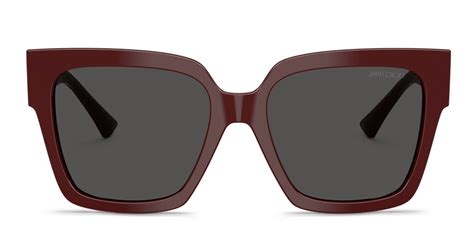 Jimmy Choo JC5047B red frame with dark grey lenses. Lenses provide 100% ...