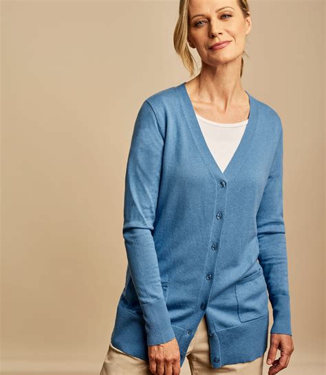 Cadet Blue | Womens Silk & Cotton Long Cardigan | WoolOvers US