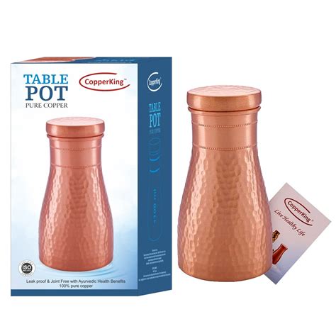 Buy CopperKing Hammered Matt Pure Copper Table Water Pot Bottle 1100 ML ...