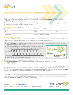 DUPIXENT MyWay Copay Card Program Reimbursement Form 2019-2025 - Fill ...