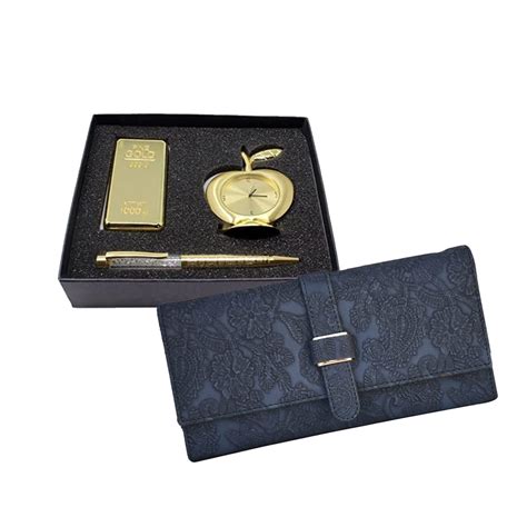 Table Clock, Crystal Pen and Paper Weight With Women Hand Clutch | Gift ...