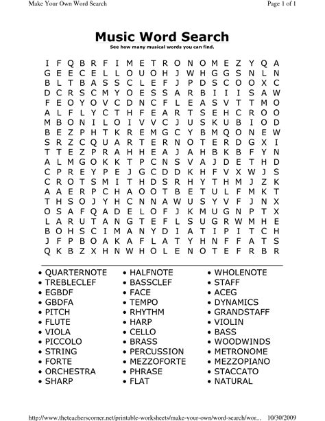 Printable Music Word Search Puzzles Word puzzles games piano - Puzzle World