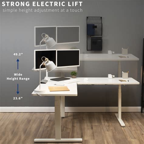 Buy VIVO White Electric Motor Height Adjustable Corner 3 Leg Standing ...