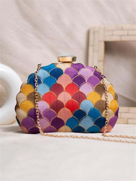 Buy Fabric Clutches In D Shape Frame Online - Ishhaara