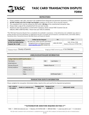 Fillable Online tasc card transaction dispute form Fax Email Print ...