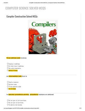 Image result for Compiler Design MCQ Questions and Answers