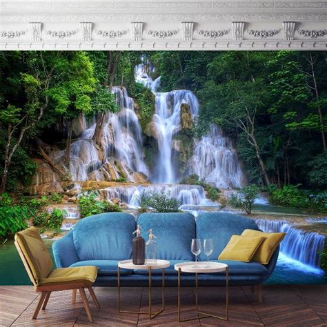 Kuang si Waterfall Inspired Digital Wallpaper Designs