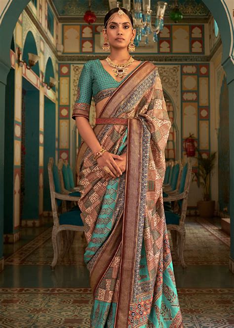 Buy Sinbad Blue Printed Patola Soft Silk Saree Online - MySilkLove