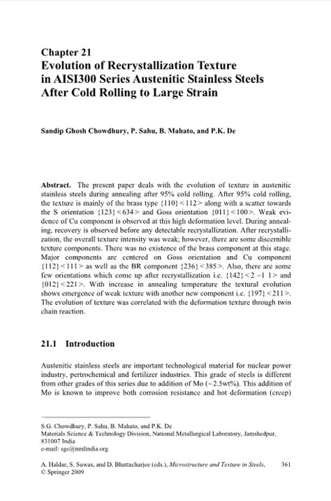 Evolution of Recrystallization Texture in AISI300 Series Austenitic ...