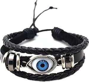 MEENAZ Bracelets for Men Boys Black Leather Bracelet for Men Magnetic ...