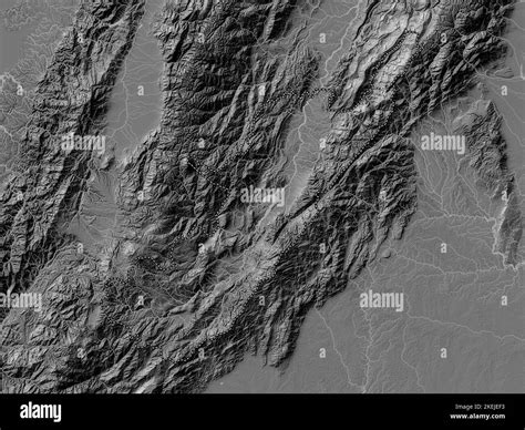 Huila, department of Colombia. Bilevel elevation map with lakes and rivers Stock Photo - Alamy