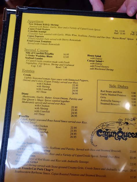Menu at Cajun Queen restaurant, Charlotte, E 7th St