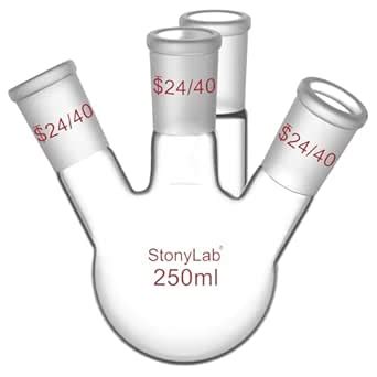stonylab 4 Neck Round Bottom Flask RBF, Heavy Wall 4 Neck Lab Flask ...