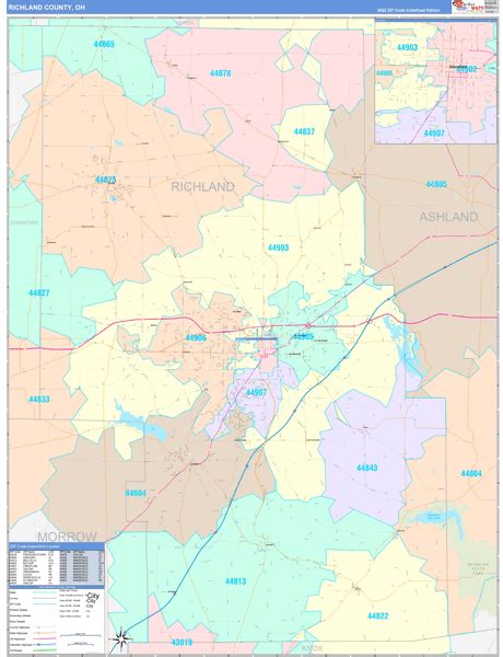 Richland County, OH Wall Map Color Cast Style by MarketMAPS - MapSales