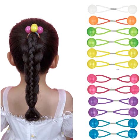 12 Pcs Ball Colorful Twin Bead Ponytail Ties,Ball Hair Ties with ...