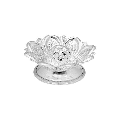 Buy Sri Jagdamba Pearls Dealer Lotus Silver Diya for Puja Online at Low ...