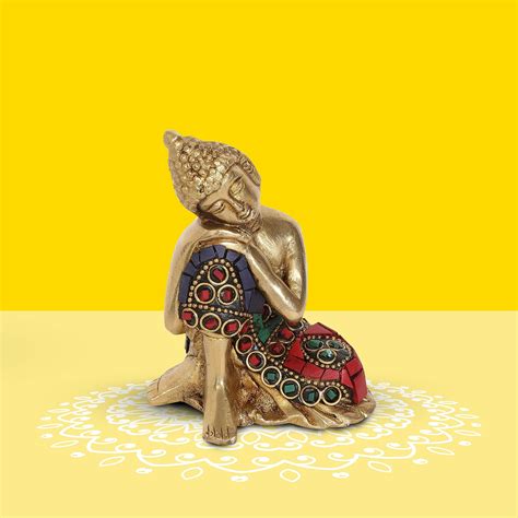 ARTVARKO Brass Buddha Idol Hand Crafted Gautam Buddha Statue, Rustic ...