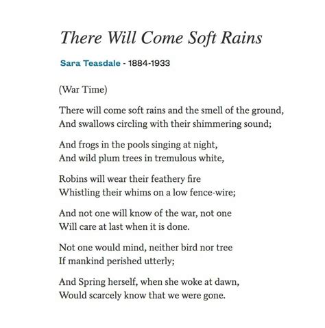 There Will Come Soft Rains by Sara Teasdale
