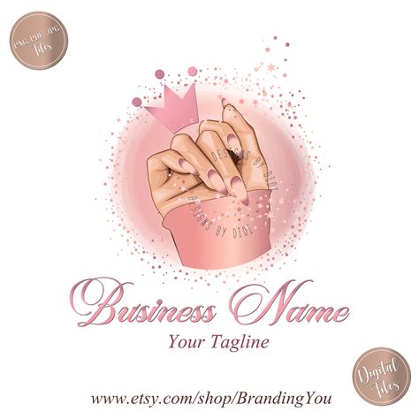 Nails Logo Design, Nail Tech Logo, Nails Artist Logo, Beauty Logo, Premade Logo, Rose Gold Pink ...