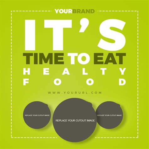 Its time to eat green background promotional food psd template ...