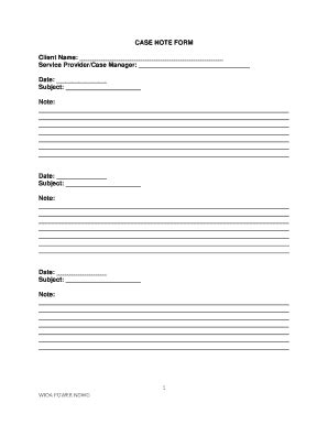 Fillable Online dli mt Case Note. Fillable Case Note Fax Email Print ...