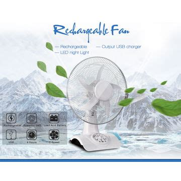 China 12-inch rechargeable AC/DC fan with night night LED on Global Sources