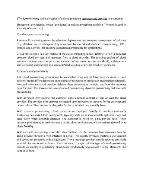 Cloud Provisioning - {In general, provisioning means "providing" or ...