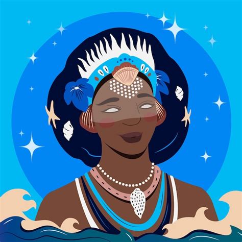 Flache iemanja-Abbildung | Kostenlose Vektor