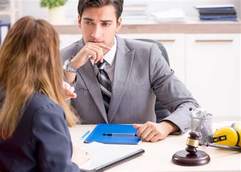 Lawyer Talking To His Client in Office Stock Photo - Image of barrister ...