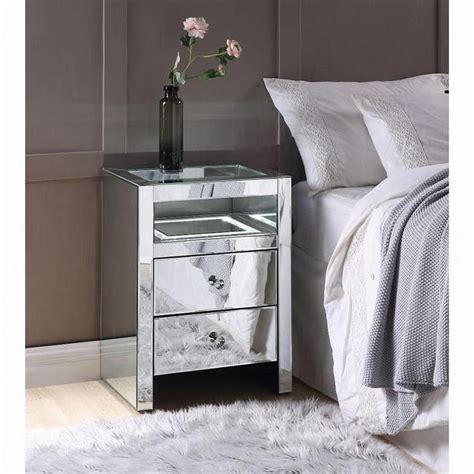 ACME Furniture 20 x 14 x 26 in. Malish Accent Table with LED, Mirrored ...