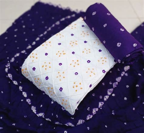 White Cotton Mirror Work Salwar Suit with Bandhani Dupatta and Bottom ...