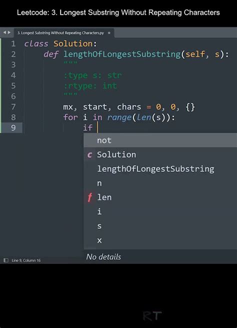 Longest Substring without Repeating Characters Python 的图像结果