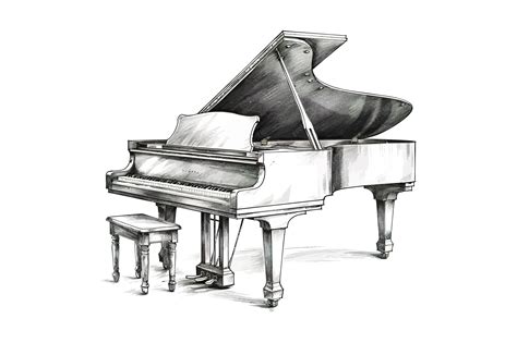 Grand Piano Pencil Drawing