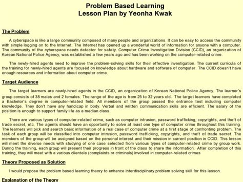 Image result for Problem Based Learning Lesson Plan