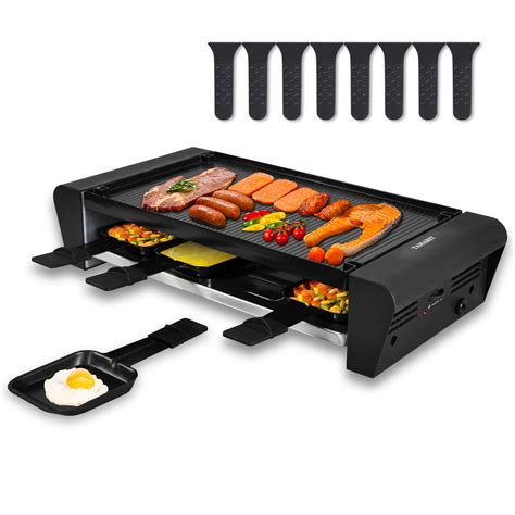 Buy TAMARIT Raclette Table Grill for 8, 2 in 1 Raclette Grill Small ...