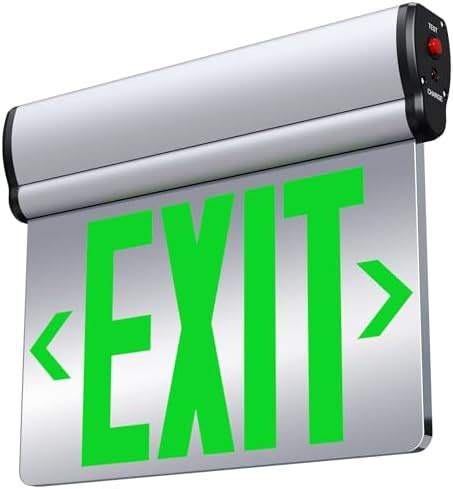 SASELUX - LED exit sign with illuminated edge, brushed aluminum housing ...