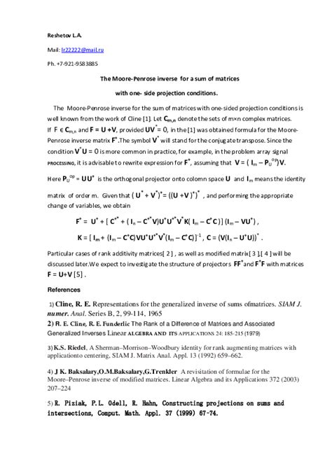 Image result for Moore-Penrose Inverse Example