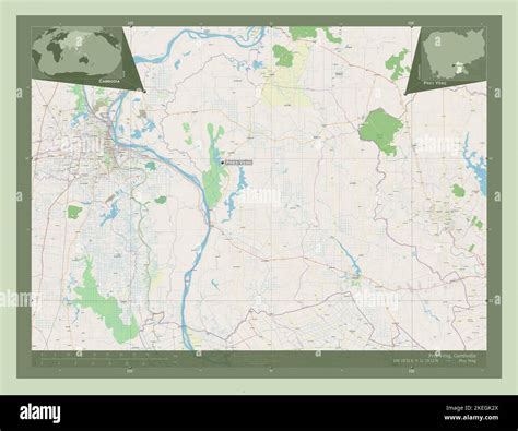 Prey Veng, province of Cambodia. Open Street Map. Locations and names of major cities of the ...